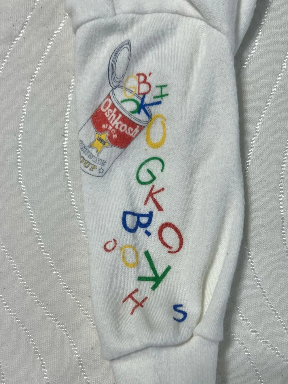 Vintage 80’s OshKosh B'gosh Cream Turtleneck with Multicolor Sleeve Letters